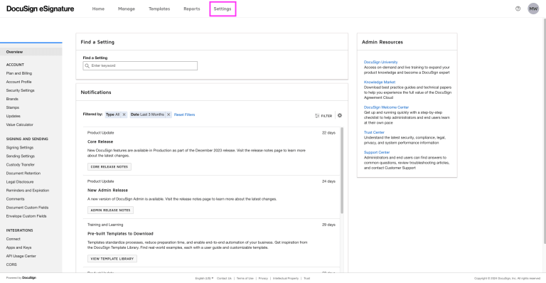 Configure DocuSign integration