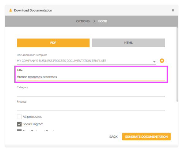 Export a process book